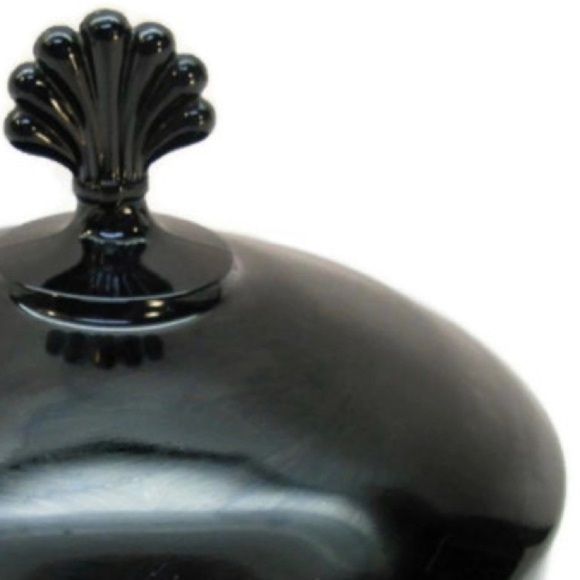 Cambridge black amethyst glass 3 Sectioned Part Lidded Candy Dish Fan Finialtr - Picture 8 of 8